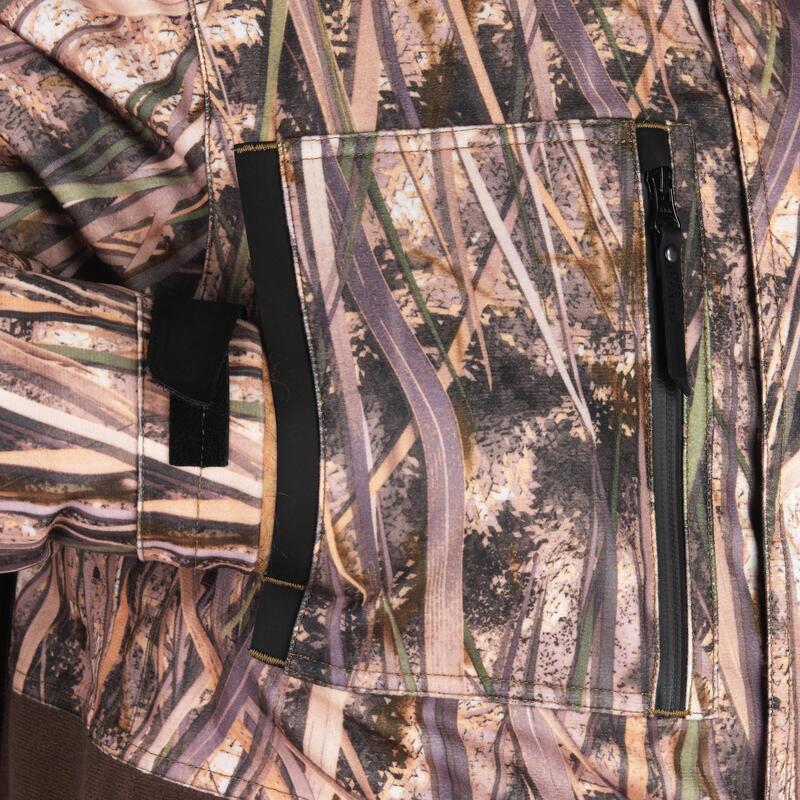 Veste chasse chaude et imperméable 500 camouflage marais