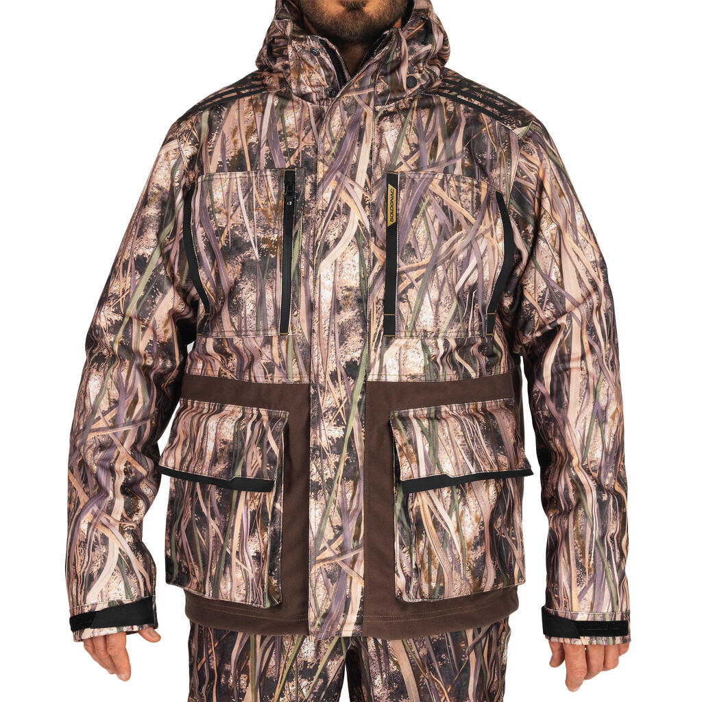 500 Warm And Waterproof Country Sport Jacket - Wetlands Camo