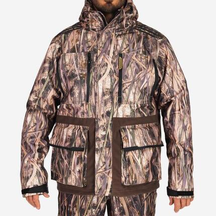 Jagdjacke / Regenjacke 500 warm Camouflage Schilf