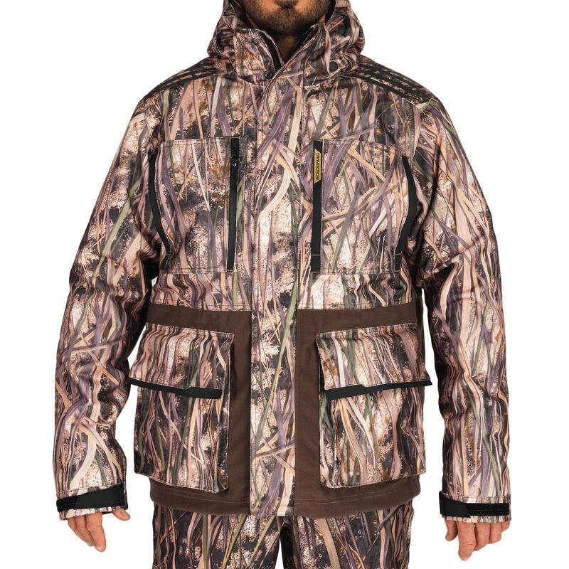 Ropa de caza de camuflaje para hombre, chaqueta y pantalón impermeable a  prueba de viento, chaqueta cálida de forro polar con capucha