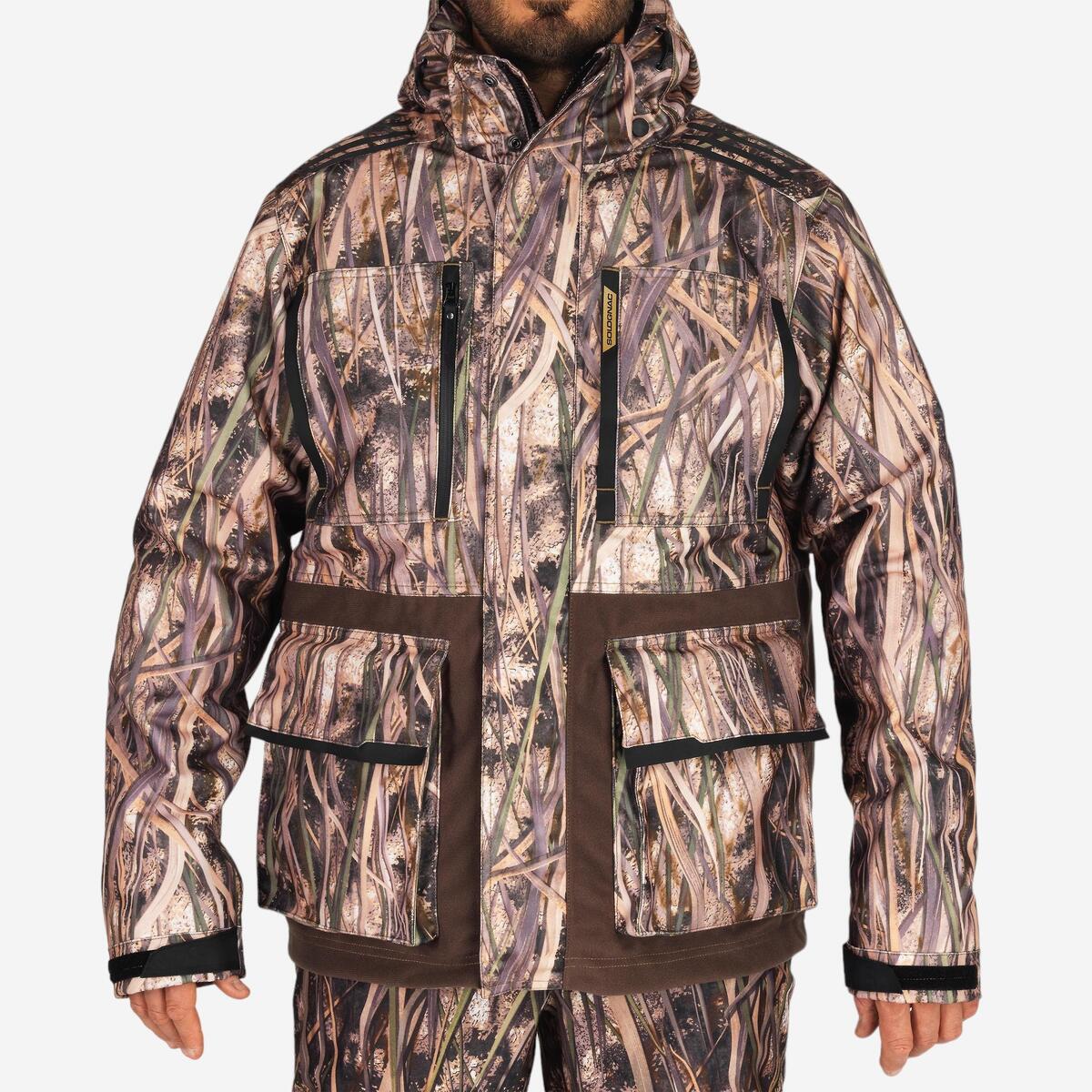 Veste chasse chaude et imperméable 500 camouflage marais
