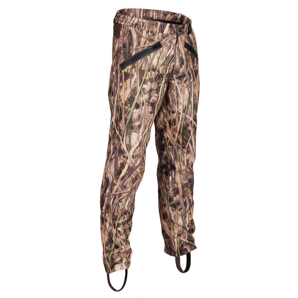 500 waterproof hunting trousers with wetlands camo