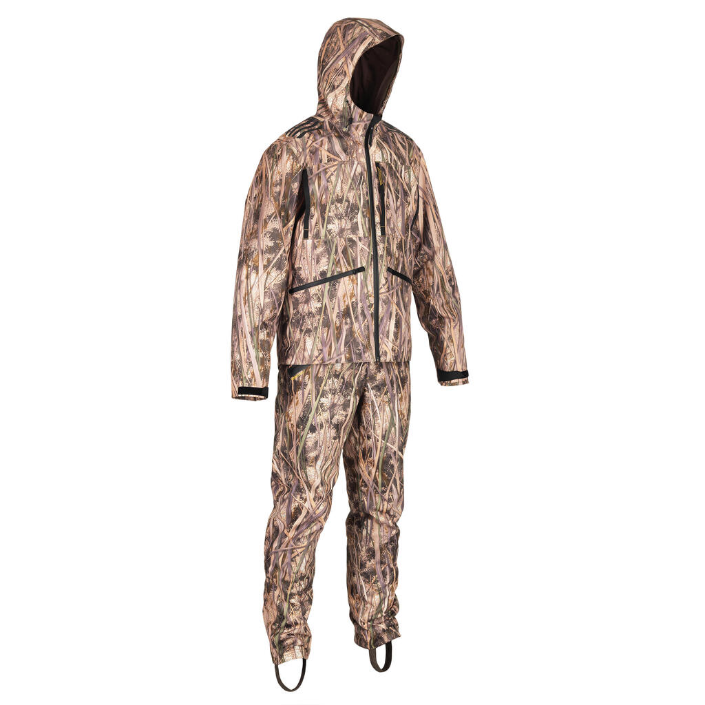 500 waterproof hunting trousers with wetlands camo