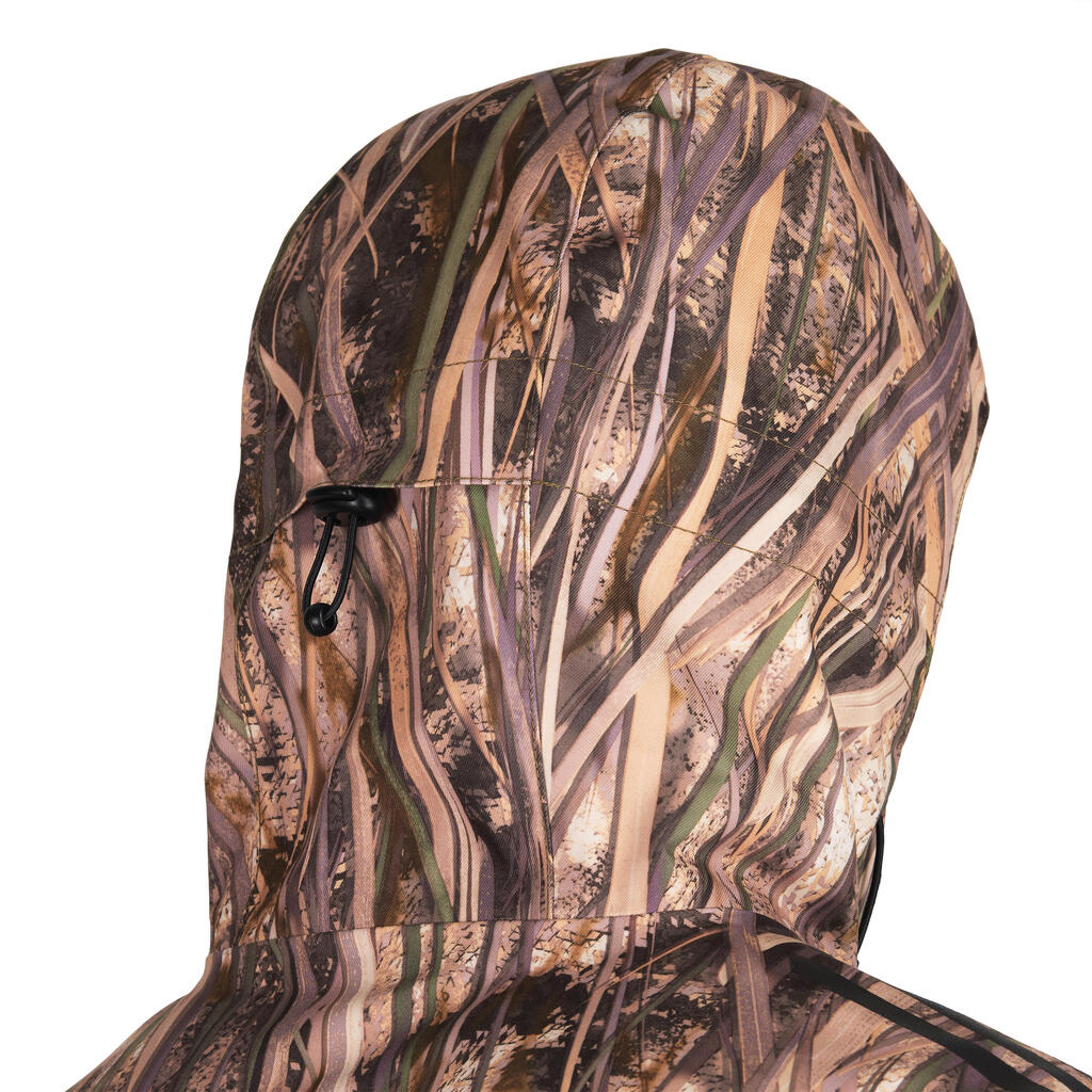 500 waterproof hunting jacket with wetlands camouflage