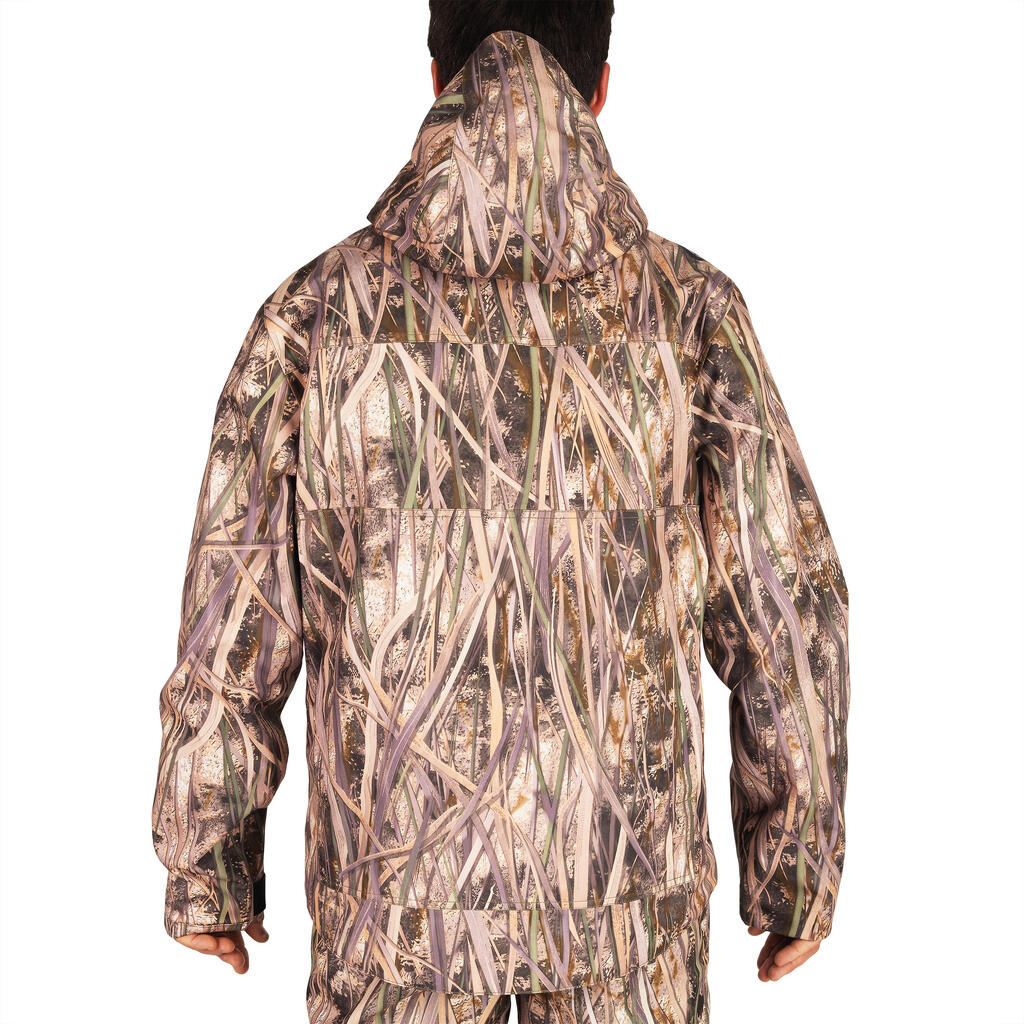 500 waterproof hunting jacket with wetlands camouflage