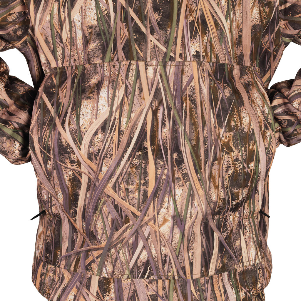 500 waterproof hunting jacket with wetlands camouflage