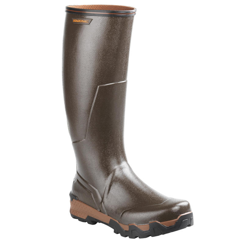900 REINFORCED HUNTING RUBBER BOOTS Brown - Decathlon