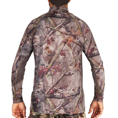 Hunting Silent Breathable Long Sleeve T-Shirt 500 - Woodland Camouflage