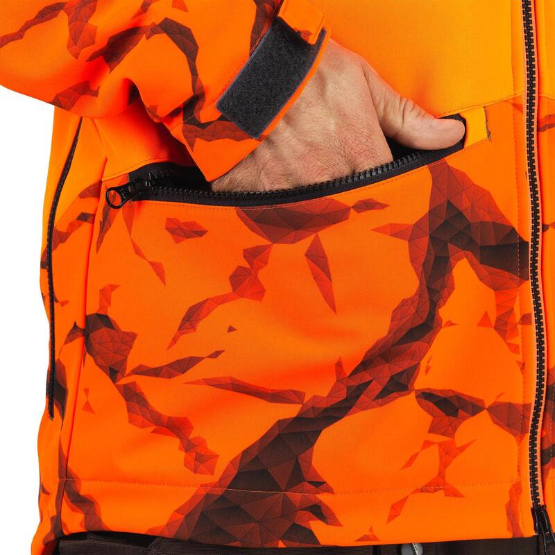 Erkek Avcı Softshell Kışlık Mont - Neon Turuncu - Avcılık ve Doğa Gözlemi - 500