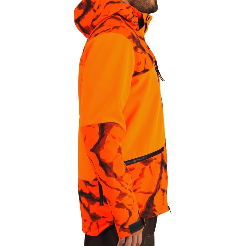 Erkek Avcı Softshell Kışlık Mont - Neon Turuncu - Avcılık ve Doğa Gözlemi - 500