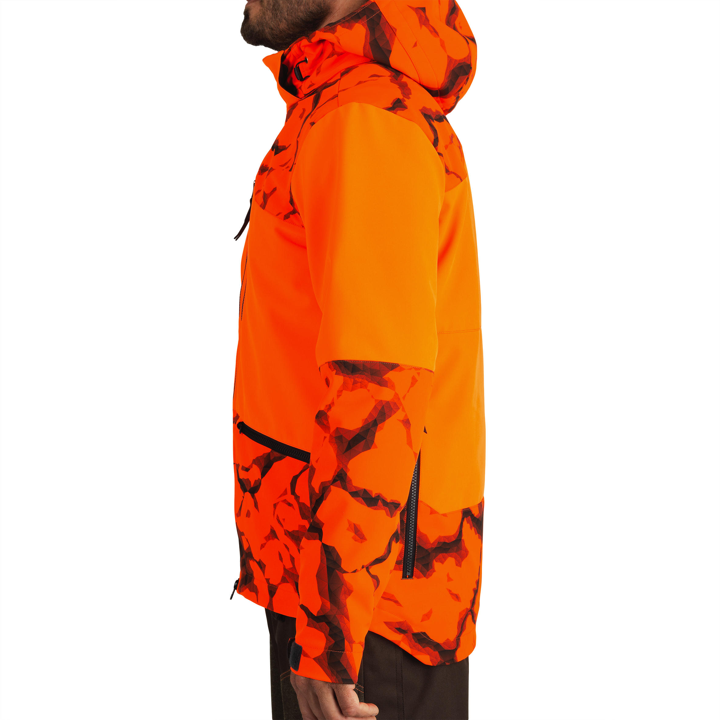 Chaqueta Caza Softshell 500 cortaviento Solognac Hombre Naranja Fluo Visibilidad 2/11