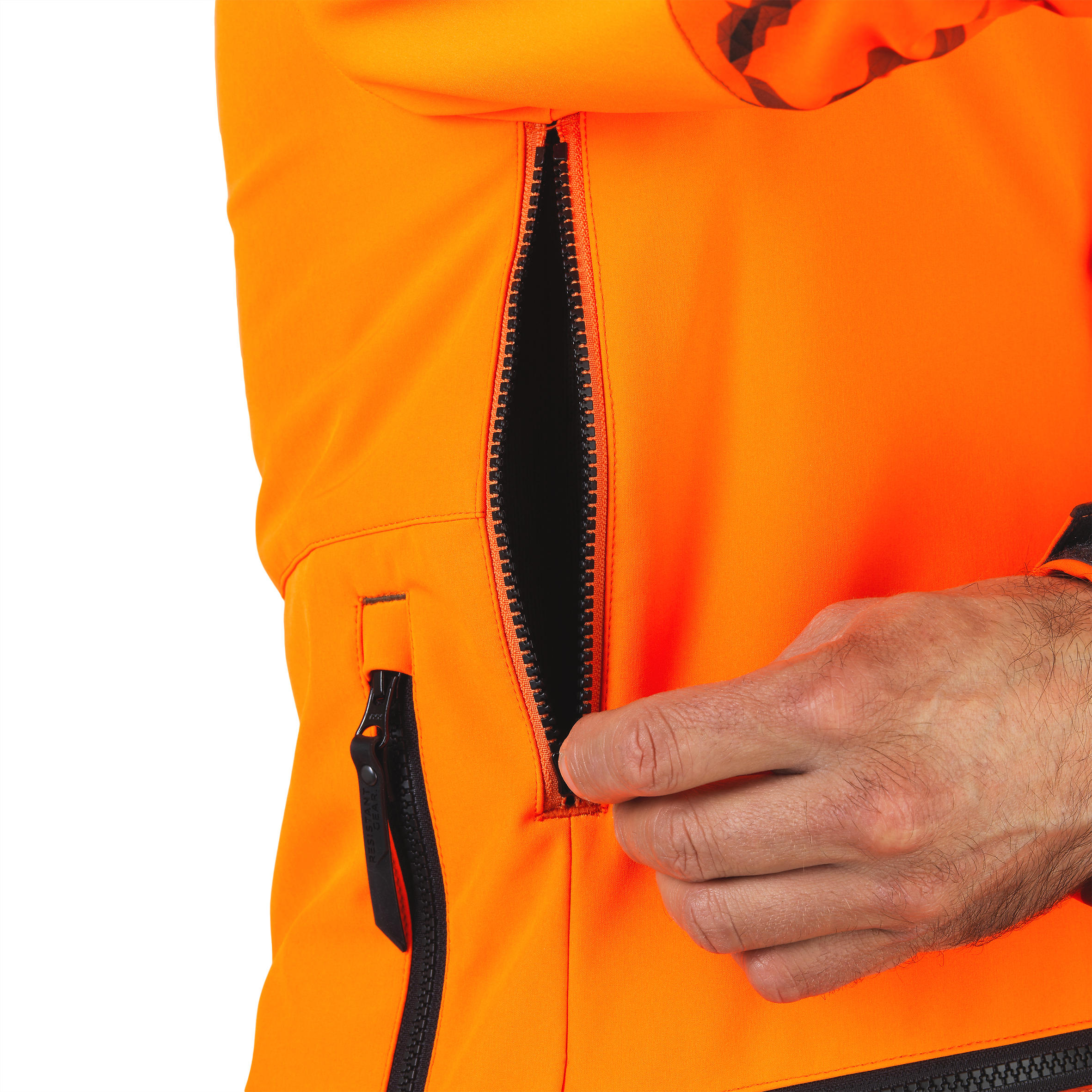 Lovecká softshellová bunda 500 oranžová fluo 13/20