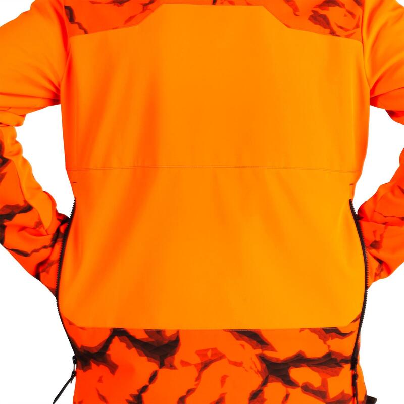Lovecká softshellová bunda 500 oranžová fluo
