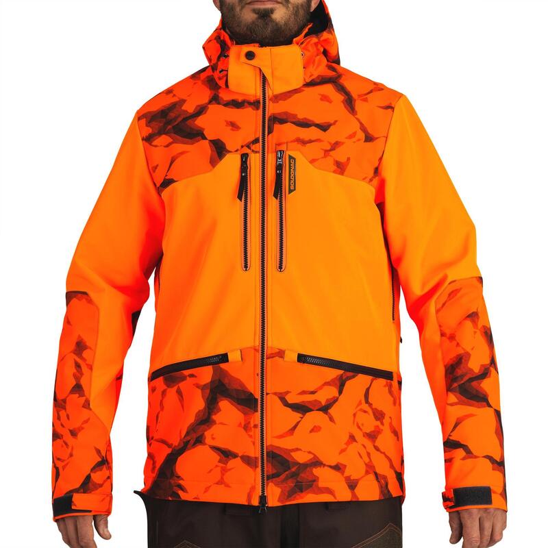 Erkek Avcı Softshell Kışlık Mont - Neon Turuncu - Avcılık ve Doğa Gözlemi - 500