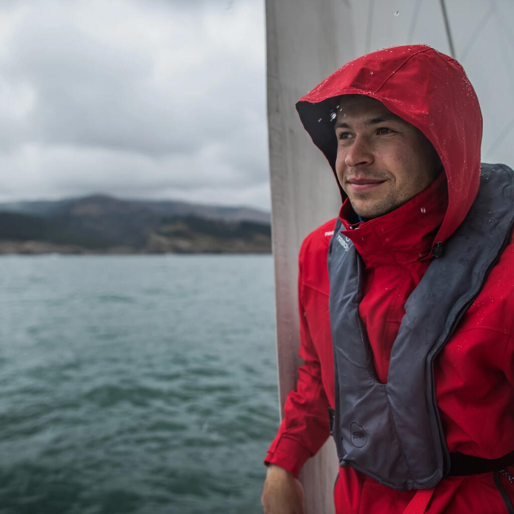 Segeljacke wasserdicht Sailing 300 Herren grau/orange