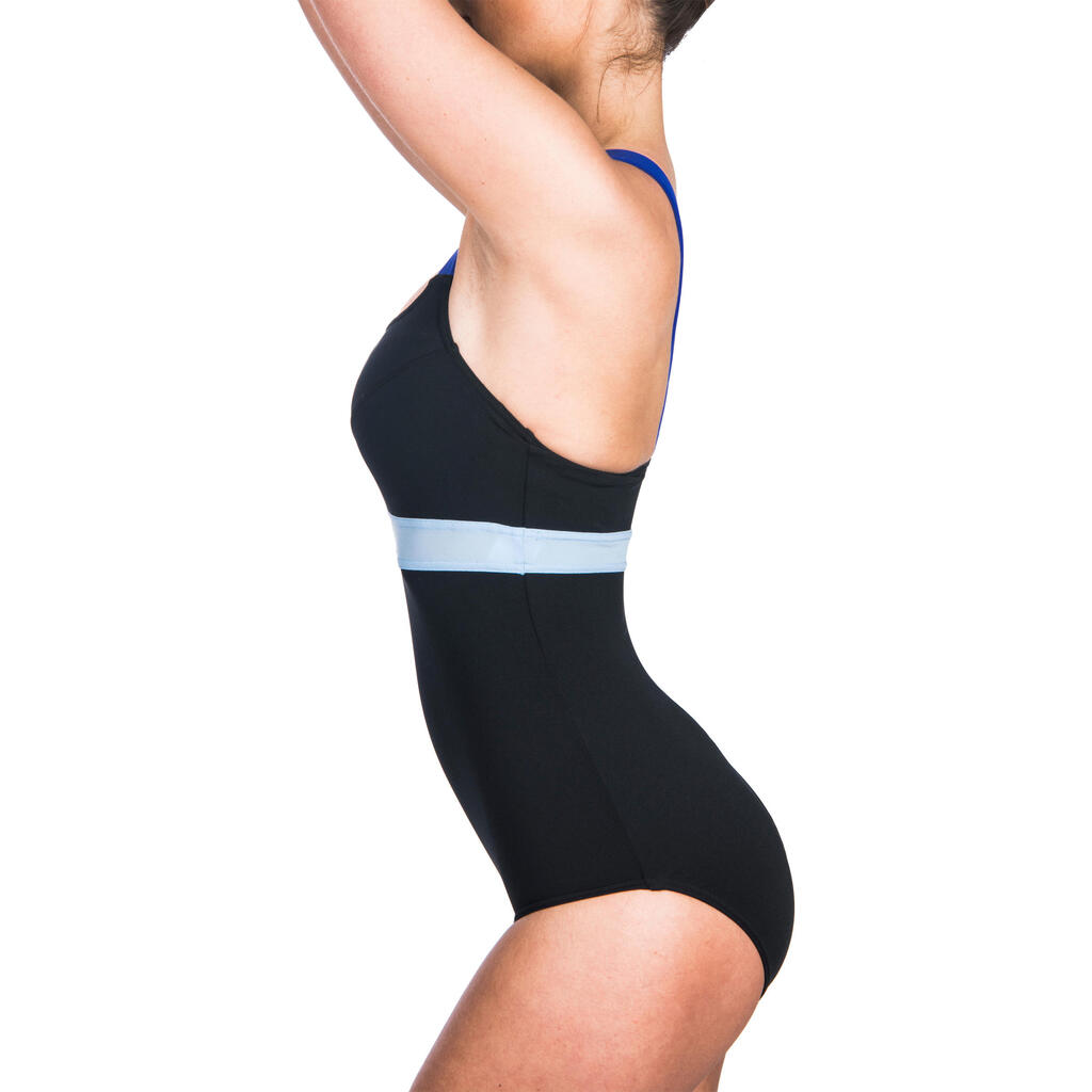 Anna Women's Chlorine-Resistant Aquabiking Swimsuit - Black Blue