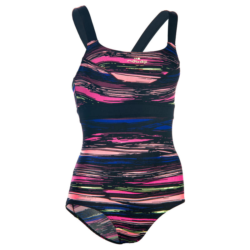Maillot de bain une pièce d'aquaforme femme Anna stri rose noir Maillot de bain une pièce d'aquaforme femme Anna stri rose noir