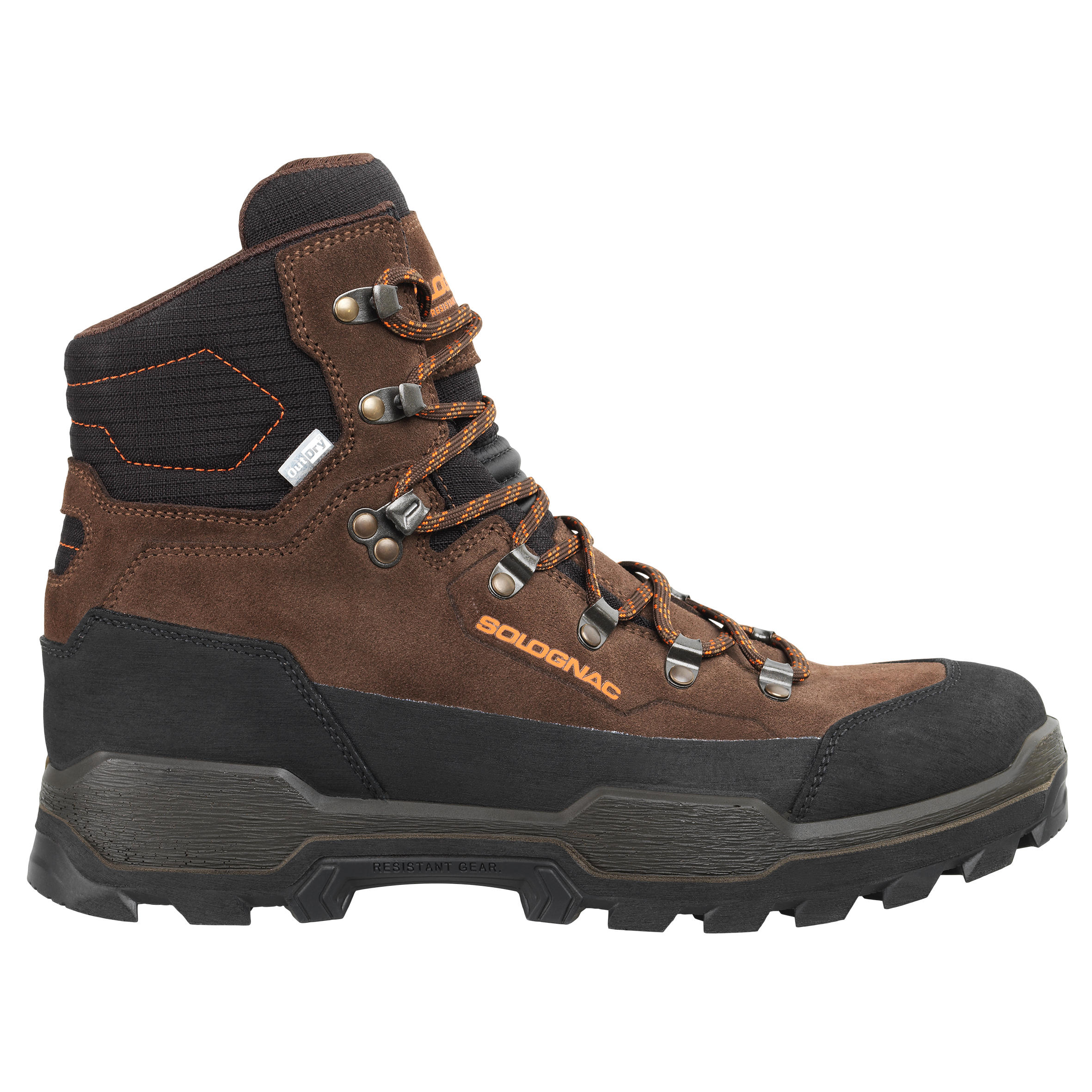 CROSSHUNT 500 WATERPROOF AND HARD-WEARING HUNTING BOOTS BROWN - SOLOGNAC