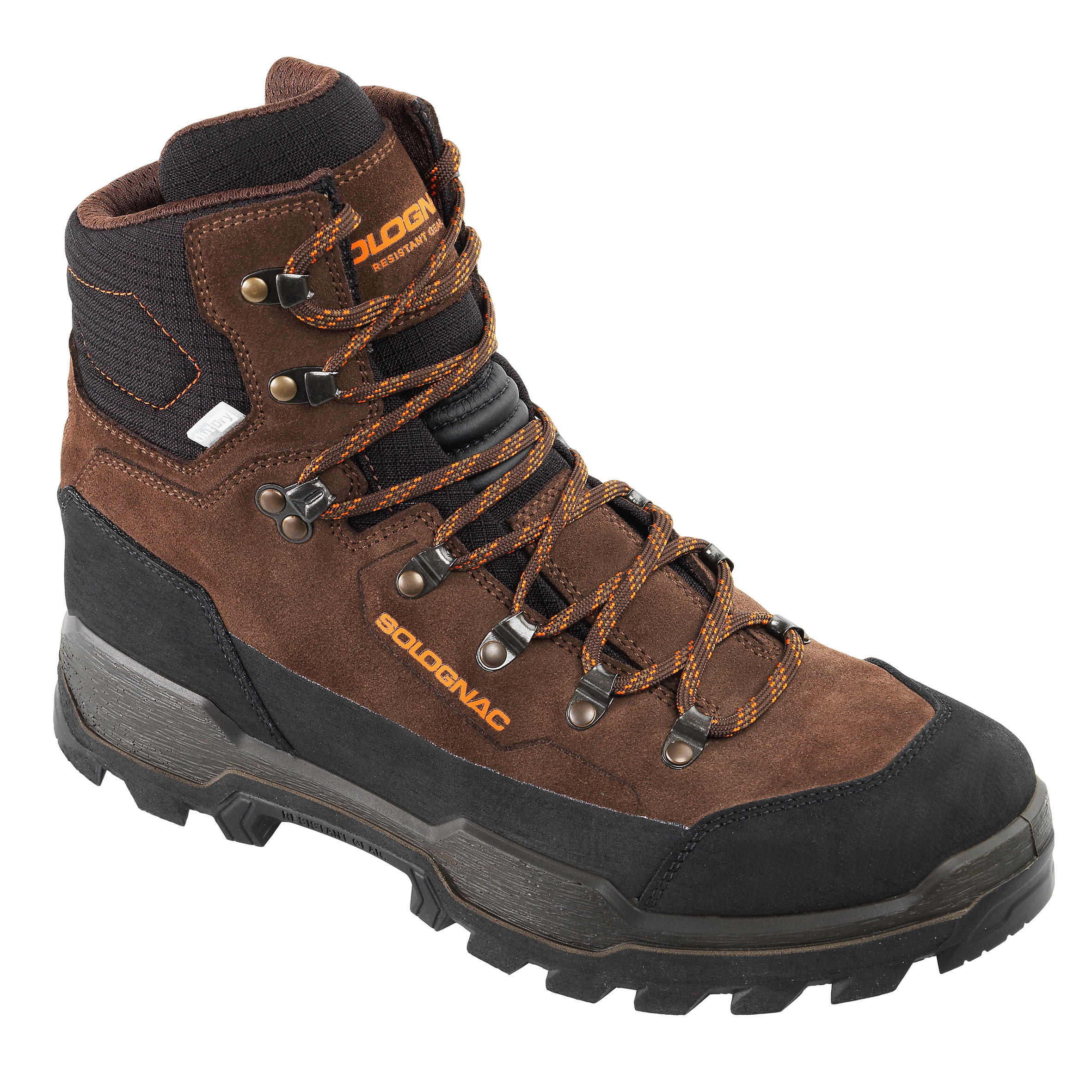 CROSSHUNT 500 WATERPROOF AND HARD-WEARING HUNTING BOOTS BROWN - SOLOGNAC