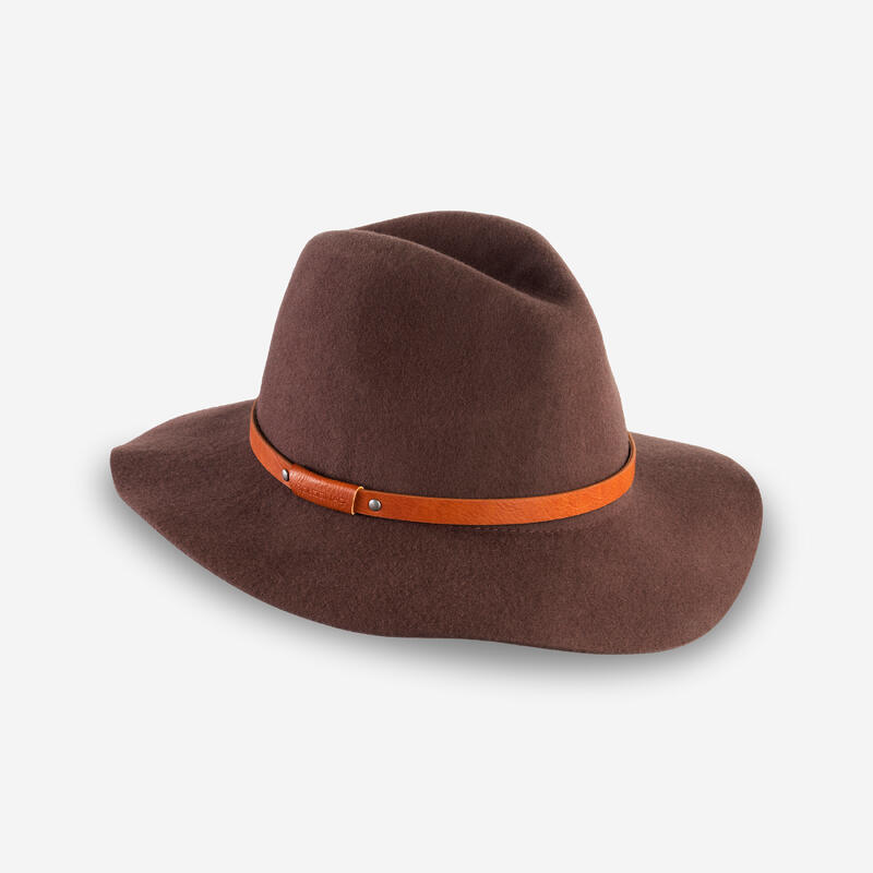 CHAPEAU FEMME CHASSE FEUTRE LAINE MARRON 500