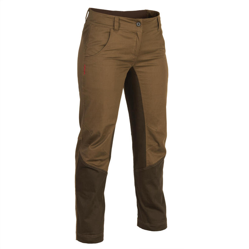 PANTALON CHASSE FEMME RESPIRANT 500 MARRON