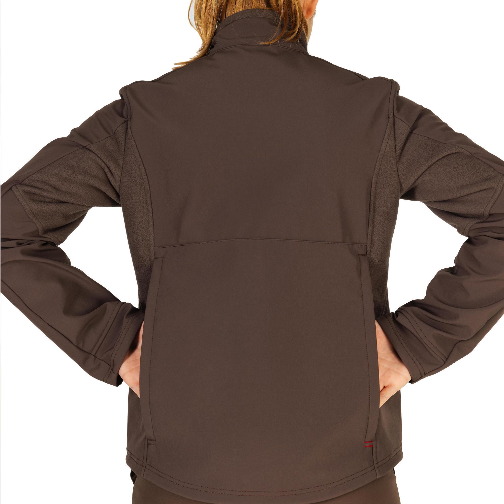 WOMEN'S WARM WATER-REPELLENT BROWN SOFTSHELL HUNTING JACKET 500