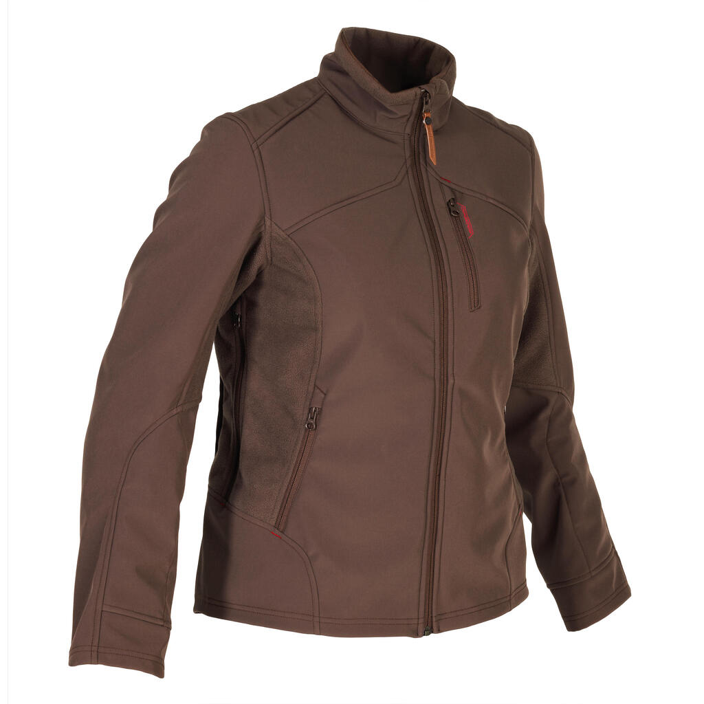 Jagdjacke/ Softshelljacke Damen 500 warm, wasserabweisend, braun