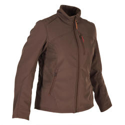 Warme waterafstotende softshell damesjas voor de jacht 500 bruin