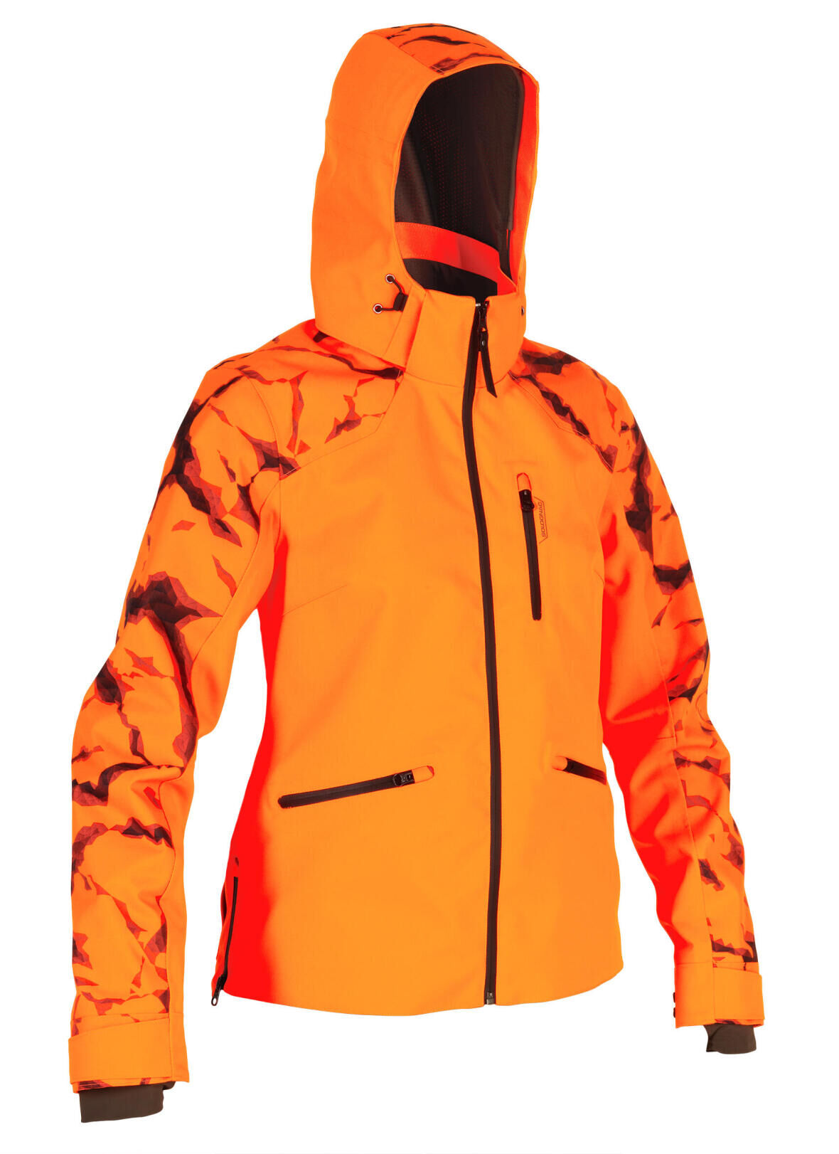 Veste fluo, certifié EPI imperméable et résistante avec ouvertures latérales apportant aisance de mouvements et facilité d'accès à la dague, conçu pour la traque active du grand gibier.