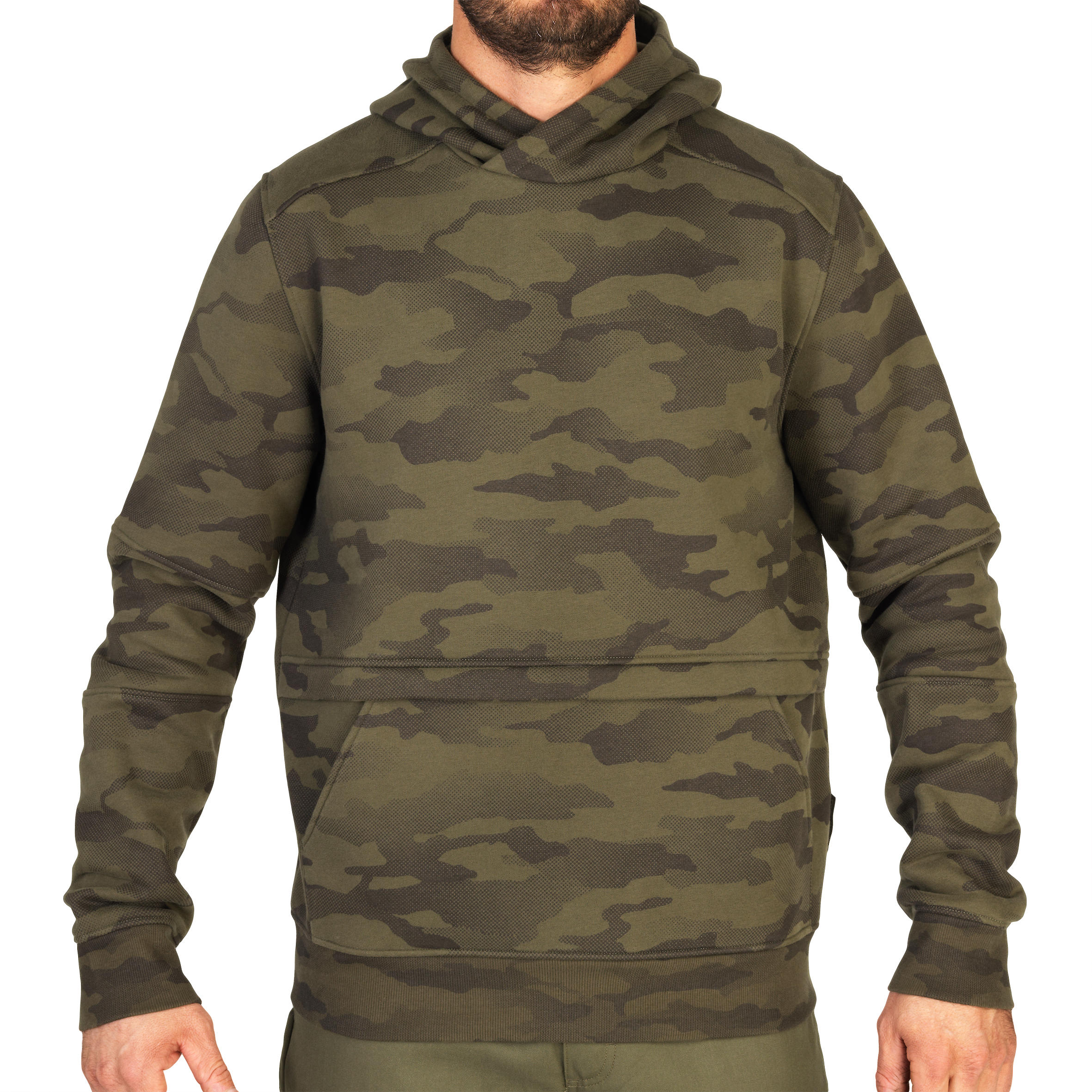 SOLOGNAC Sudadera Chaqueta Caza Solognac 500 Hombre Capucha Camuflaje Verde Militar