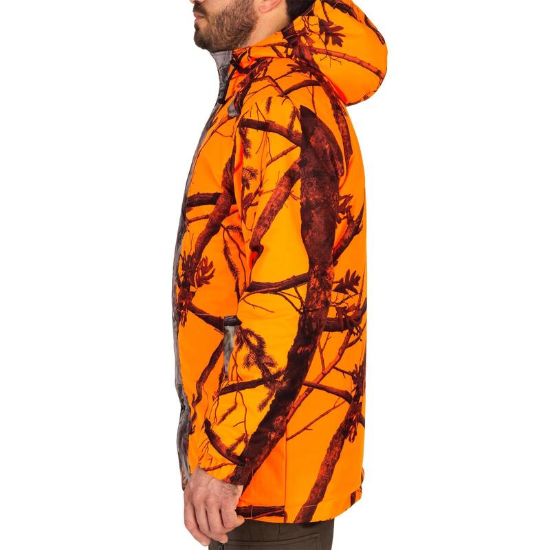 VESTE CHASSE IMPERMEABLE SILENCIEUSE CAMO FLUO POSTE 100