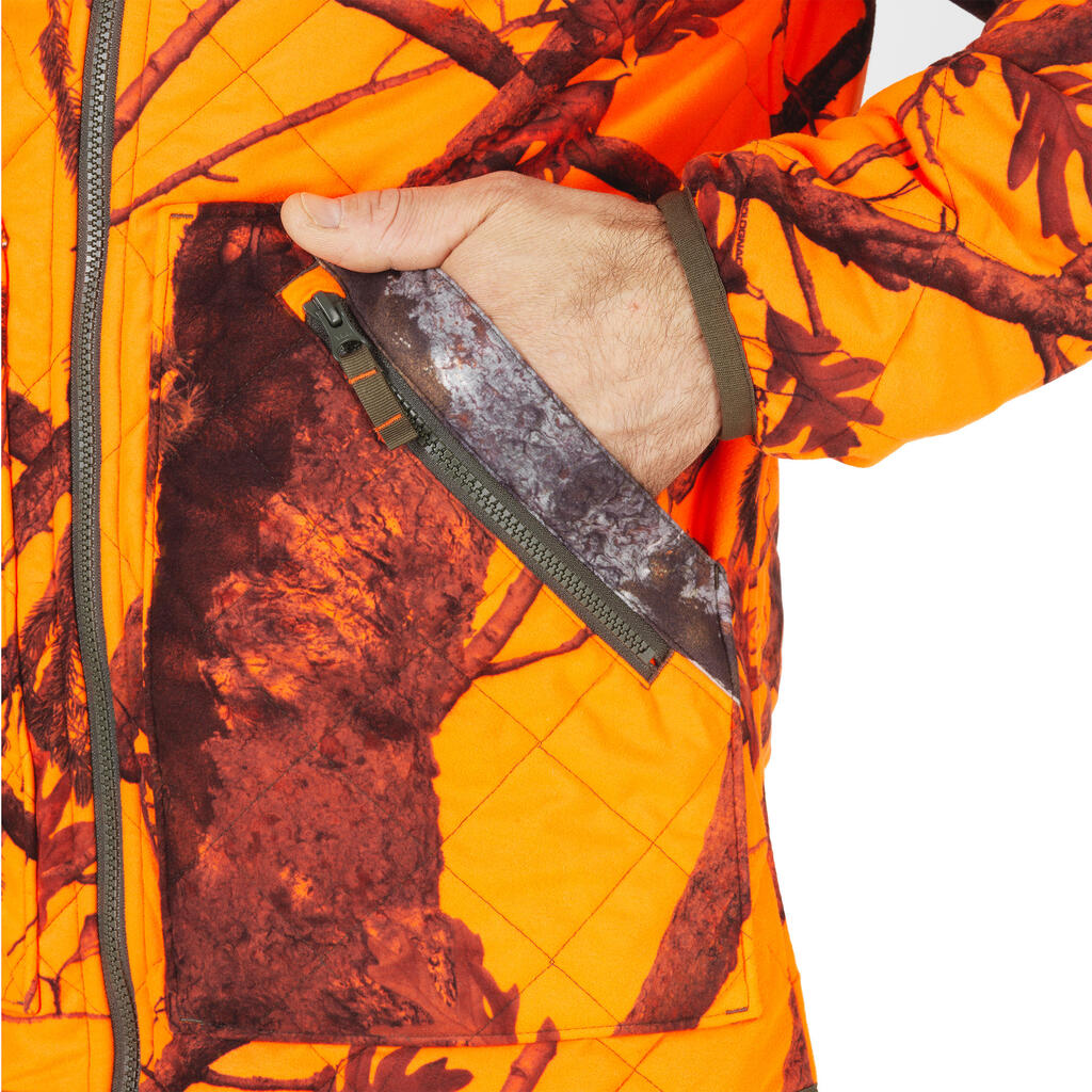 Poľovnícka obojstranná bunda - nehlučná strana Treemetic/fluorescenčná Treemetic