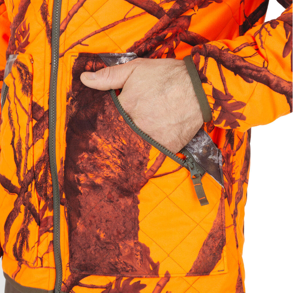 SILENT REVERSIBLE PADDED HUNTING JACKET TREEMETIC/TREEMETIC - NEON