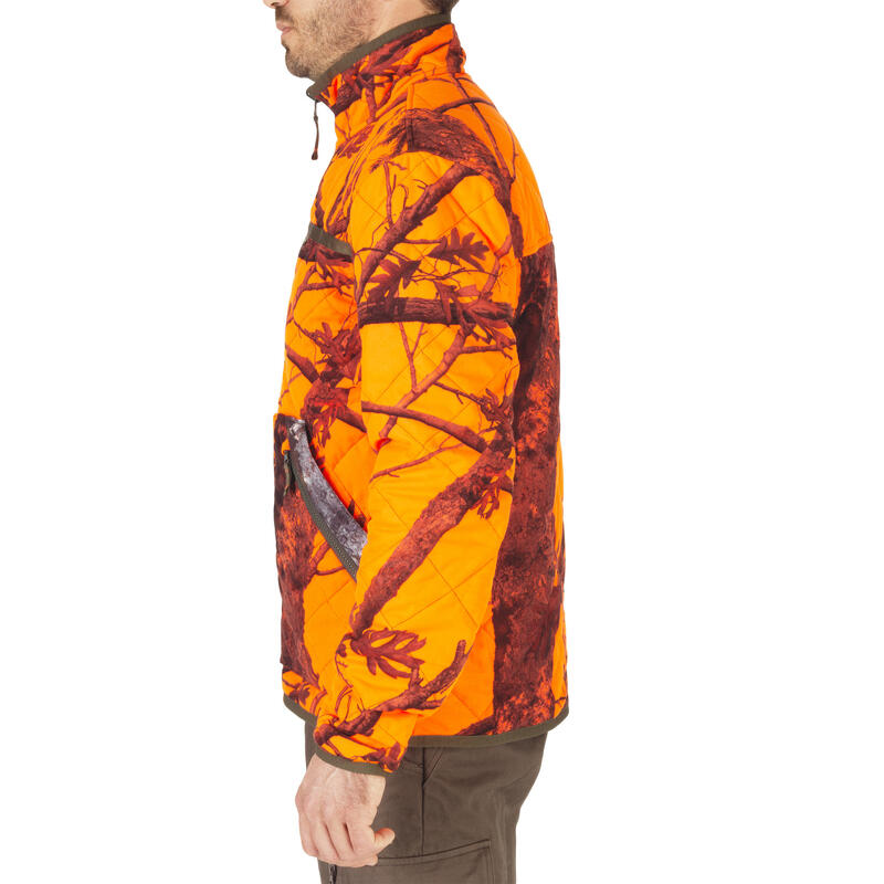 VESTE CHASSE REVERSIBLE SILENCIEUSE CAMOUFLAGE/CAMOUFLAGE FLUO