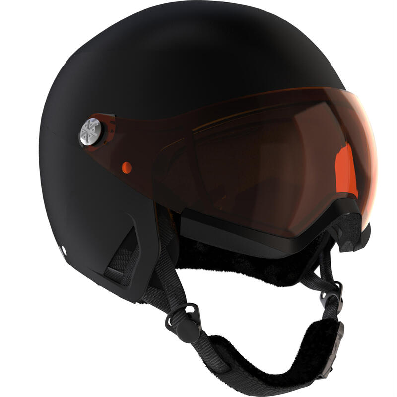 Adults' Downhill Ski Helmet with Visor - Black