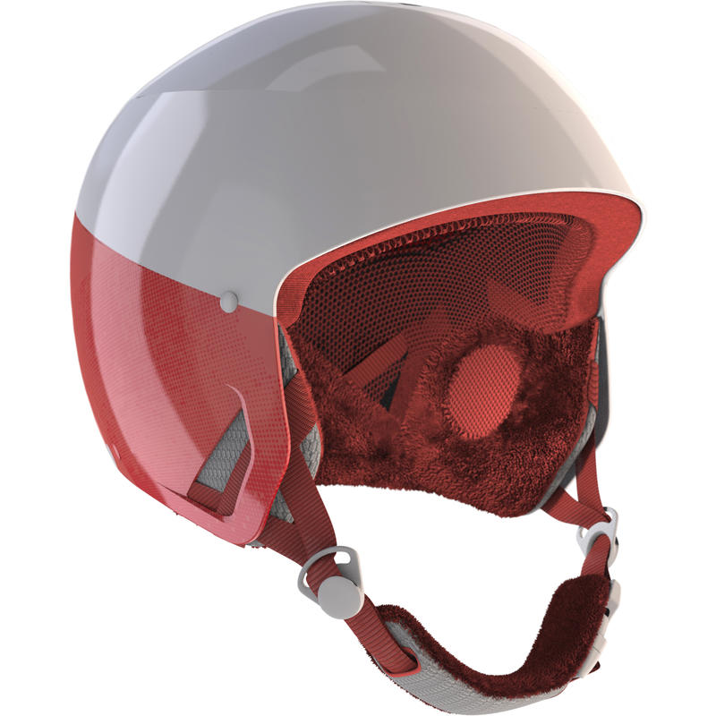 Adult Downhill Ski Helmet Coral and White Decathlon