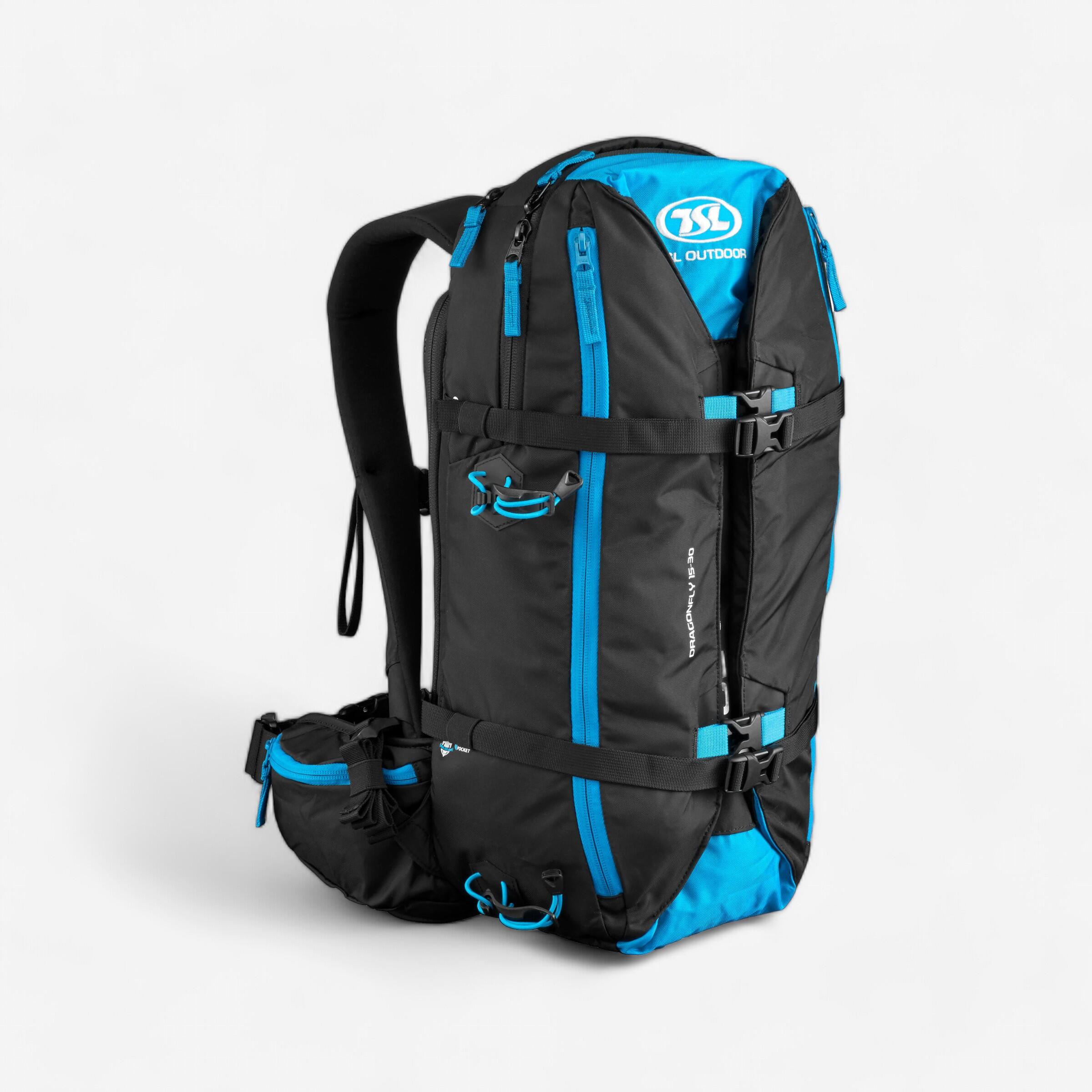 Zaino per racchette da neve TSL DRAGONFLY 15 30 litri nero azzurro