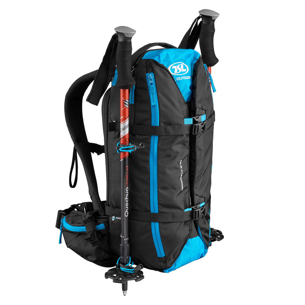 Rucksack mit Schneeschuhhalterung TSL Dragonfly 15/30 Liter schwarz/blau