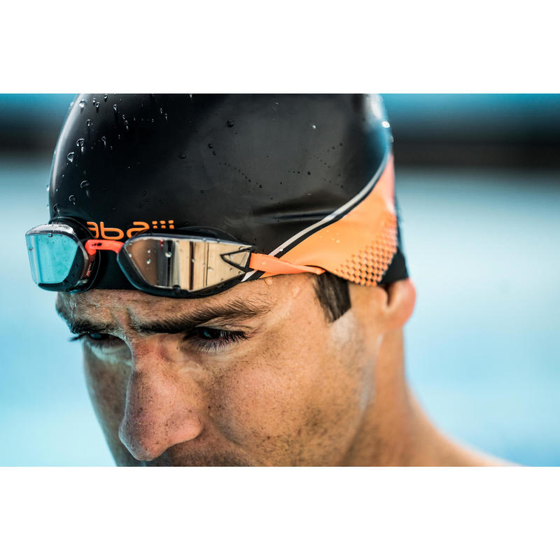Bonnet De Bain Silicone Moule Noir Orange Nabaiji