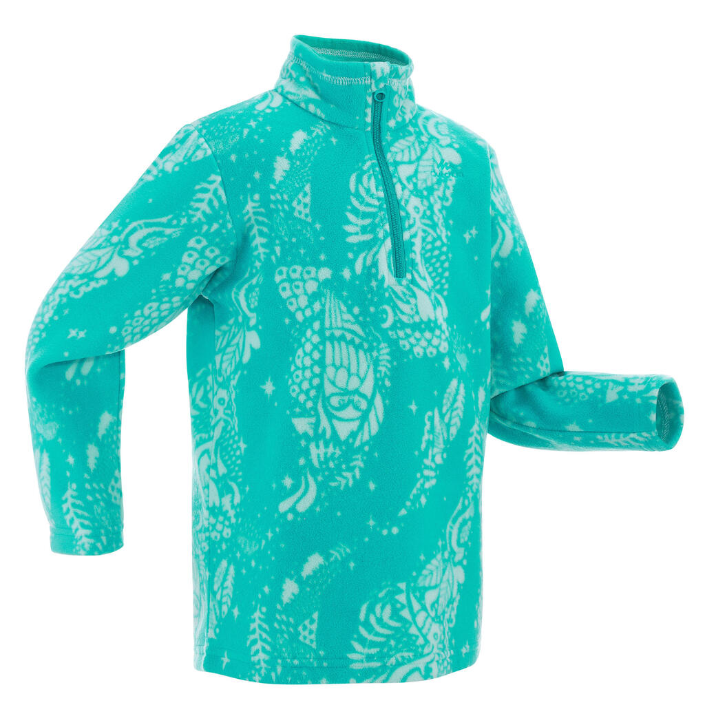 Fleecepullover Wandern MH100 Kleinkinder Mädchen 89-122cm blau print