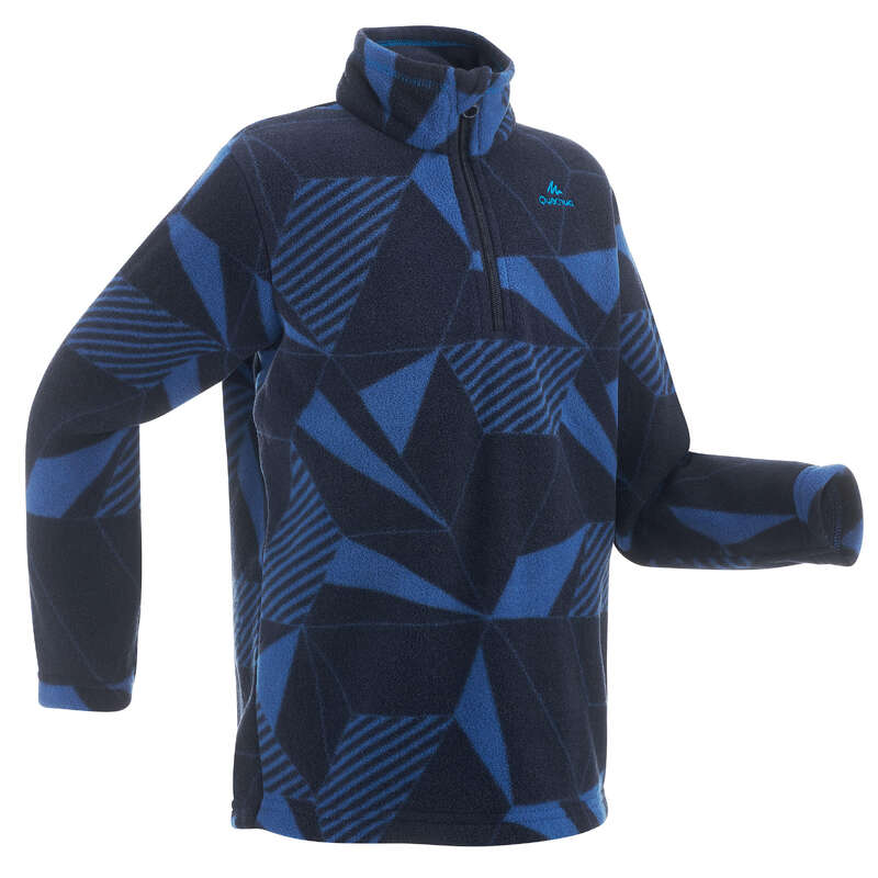 CHILDREN MOUNTAIN HIKING FLEECES, SOFT Hiking - Kids' Fleece MH120 - Diam Blue QUECHUA - Hiking Clothes