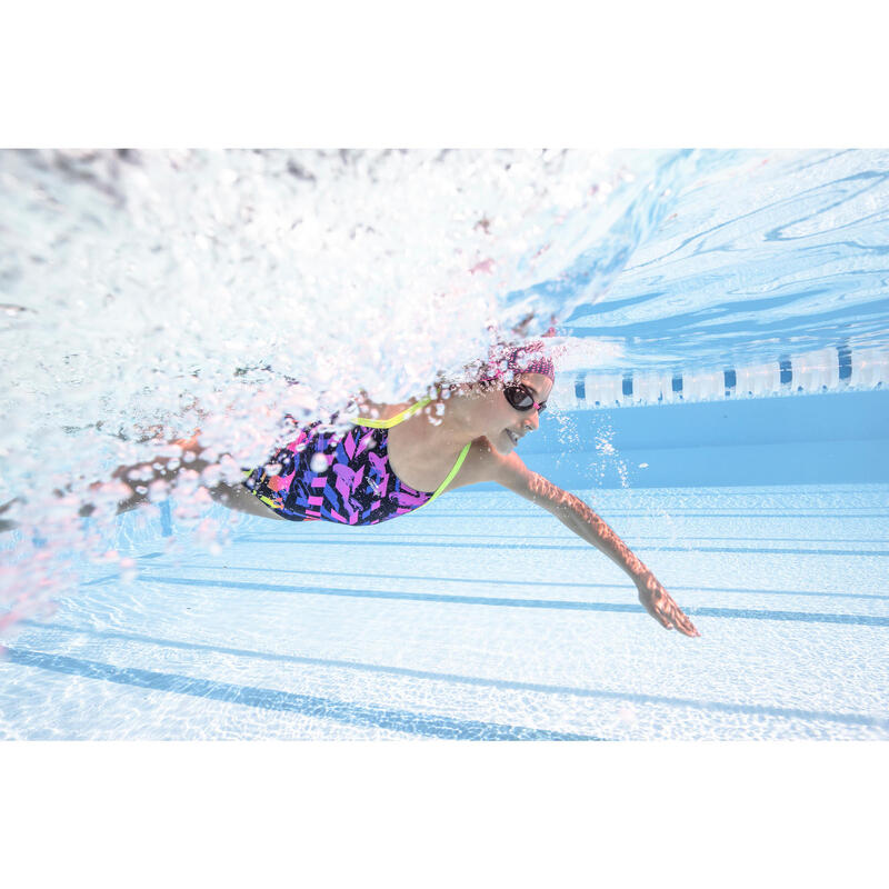 Maillot de bain de natation une pièce fille résistant au chlore Lidia Medi Jaune