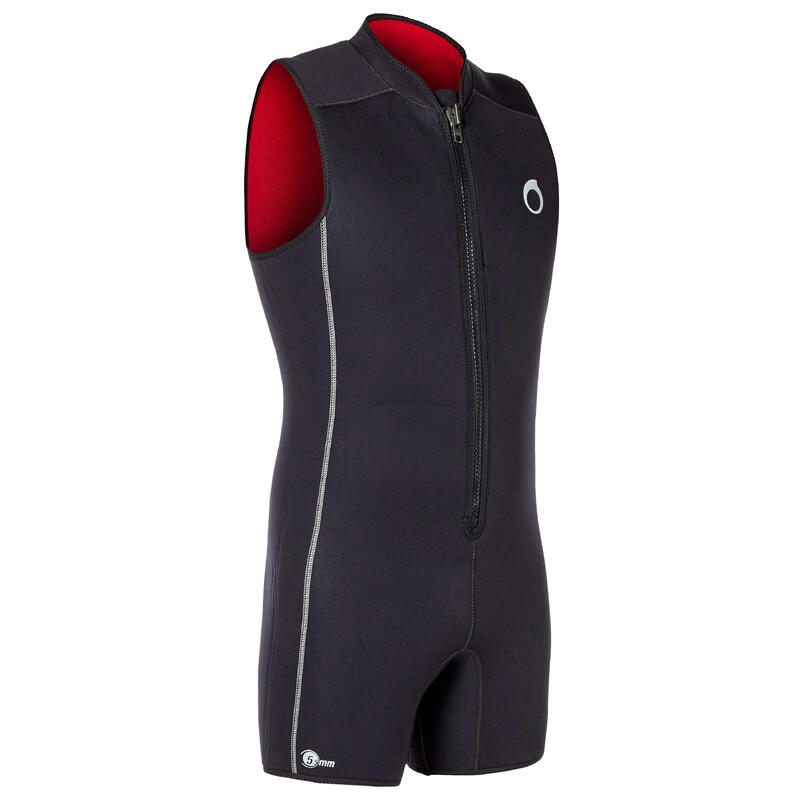 Overshorty voor duiken heren SCD neopreen 5,5 mm zwart rood
