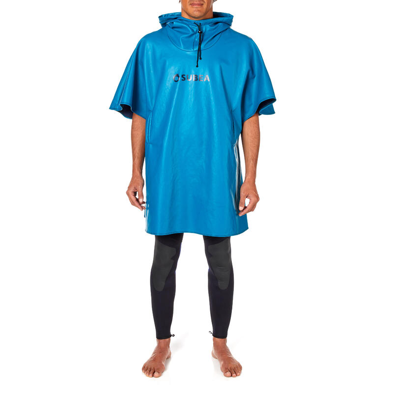 SCD windbreaker fleece poncho for scuba diving blue