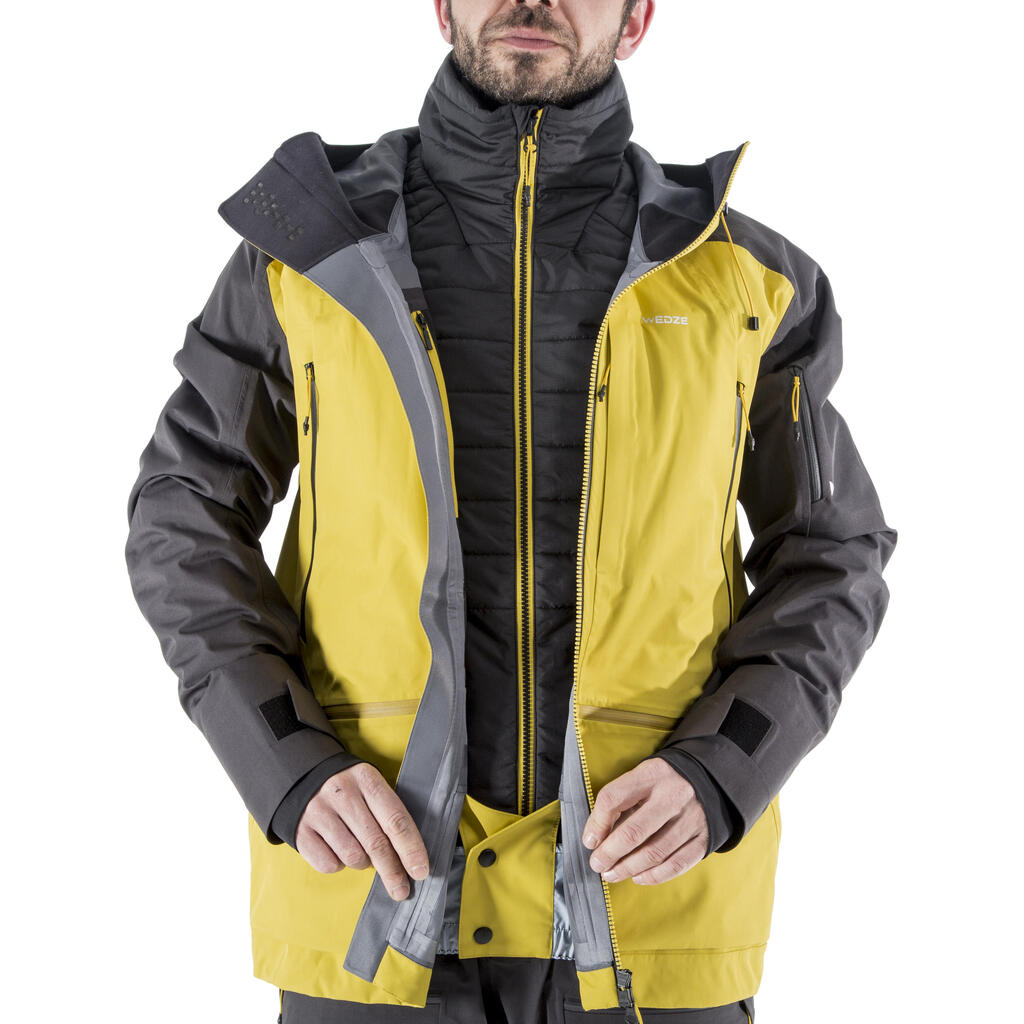 SFR 900 Men's Freeride Ski Jacket - Grey/Ochre