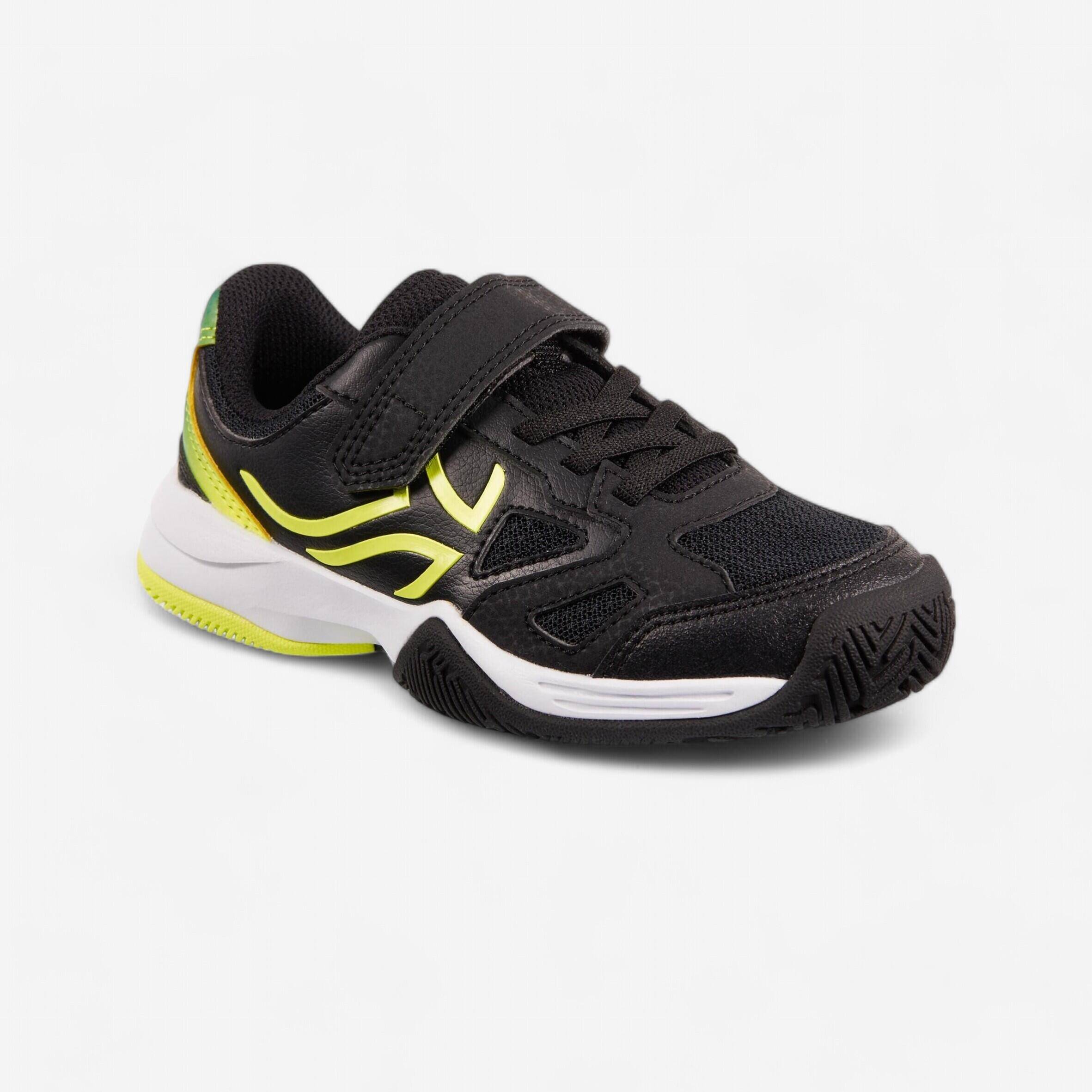 Kids Easy-Lace Tennis Multi-Court Shoes - TS560 Black/Yellow -  2