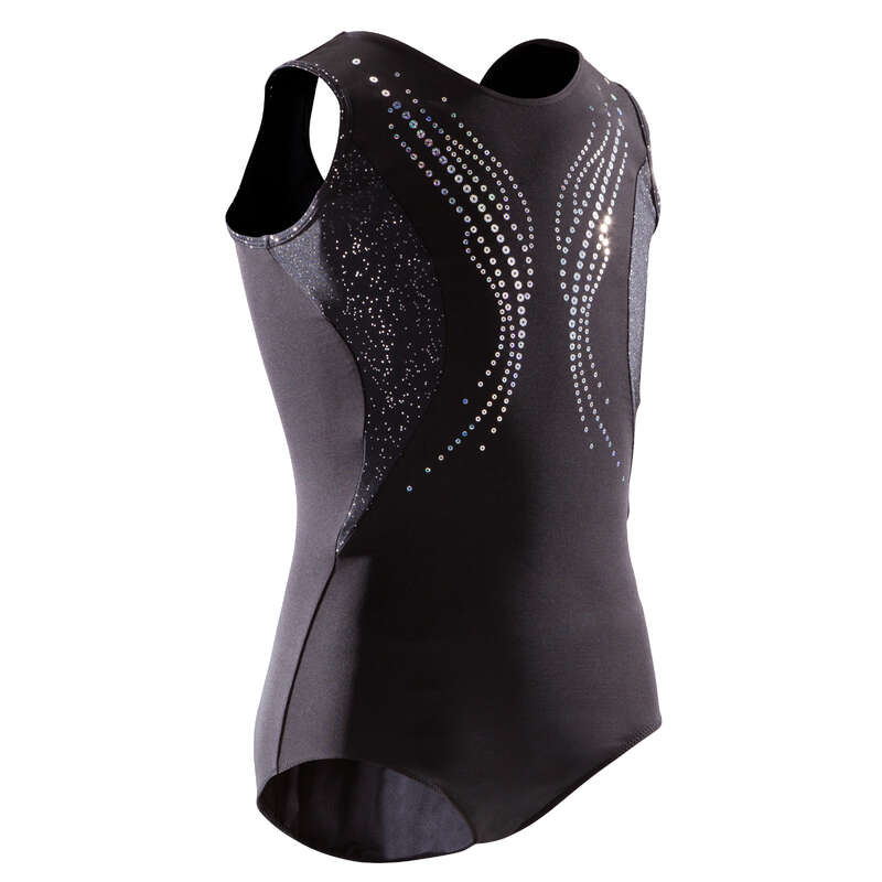 WOMEN ARTISTIC GYM APPAREL, HAND GRIP - 500 Sleeveless Leotard - Black DOMYOS