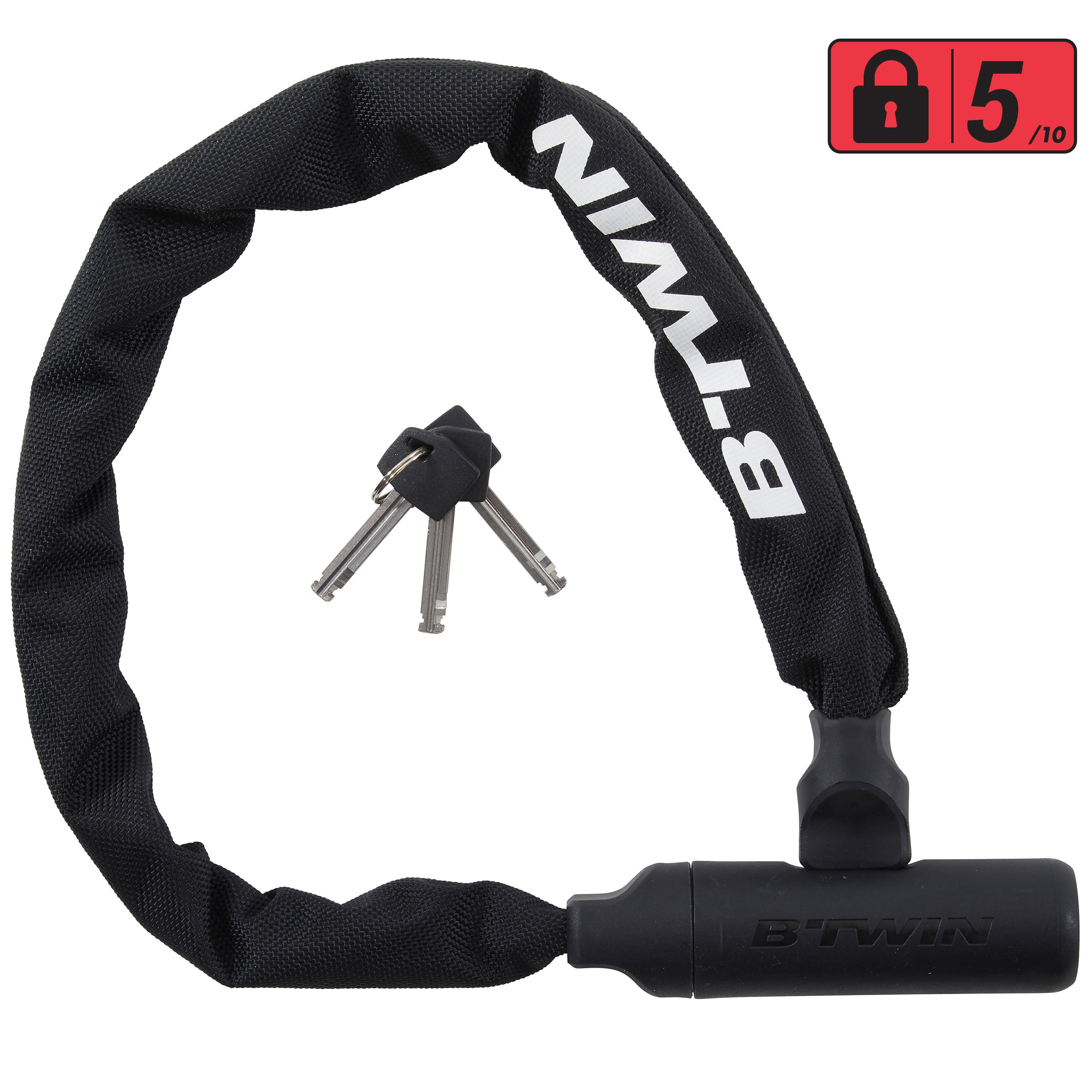 500 Bike Chain Lock - Black - Decathlon