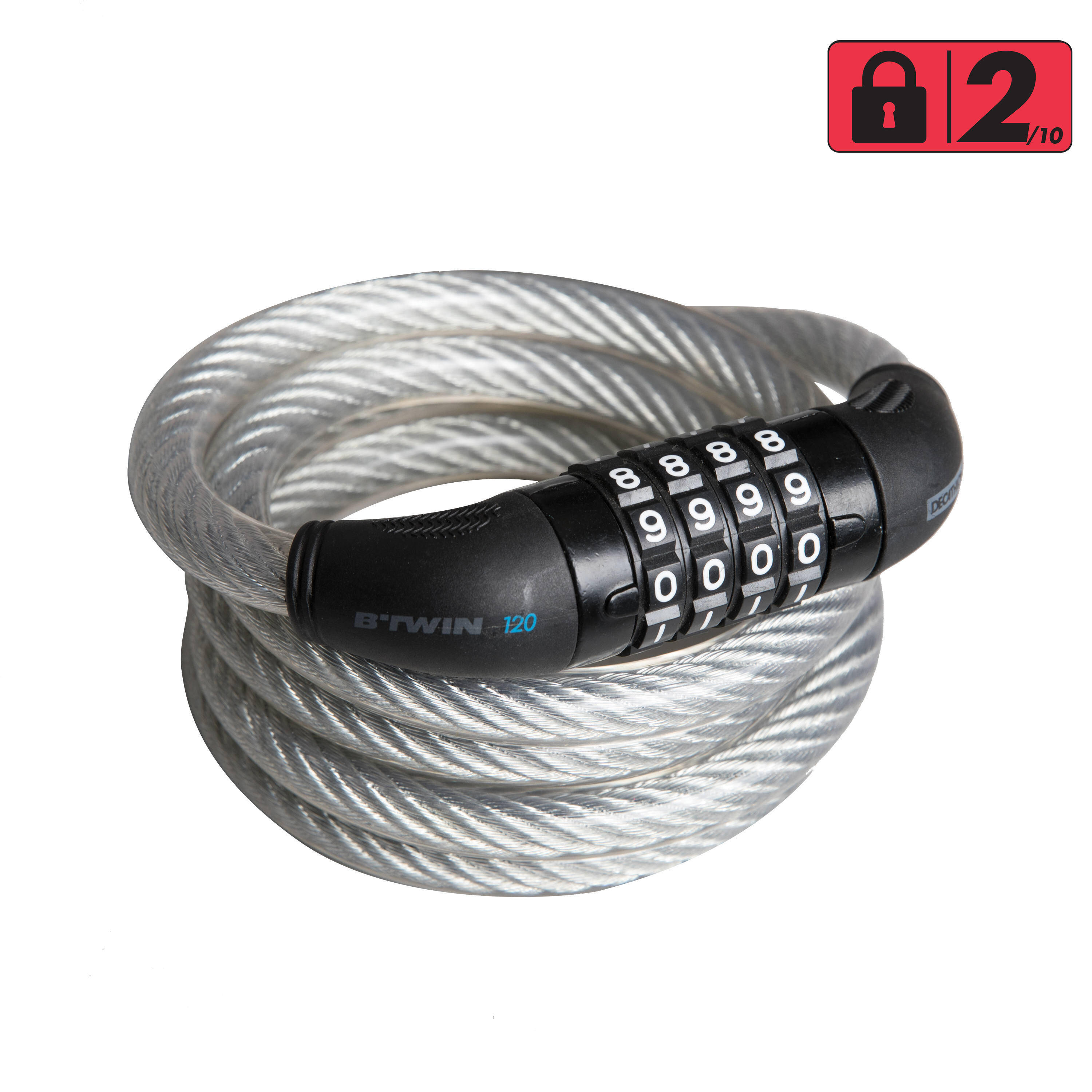 Cycle Lock - Cable 120 with Number - Grey -  5
