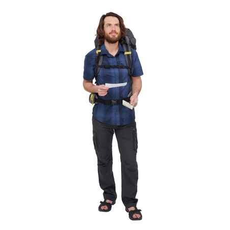 Travel 100 Fresh Men's Short-Sleeved Shirt - Blue Check